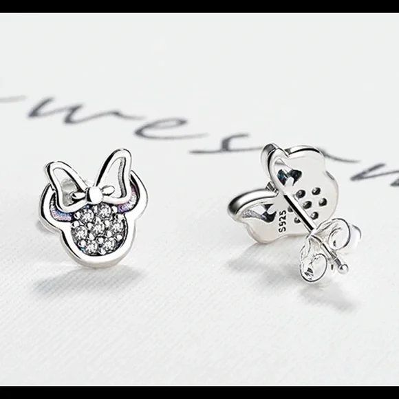 925 SILVER AND ZIRCONIA MINNIE MOUSE EARRINGS - Picture 5 of 8